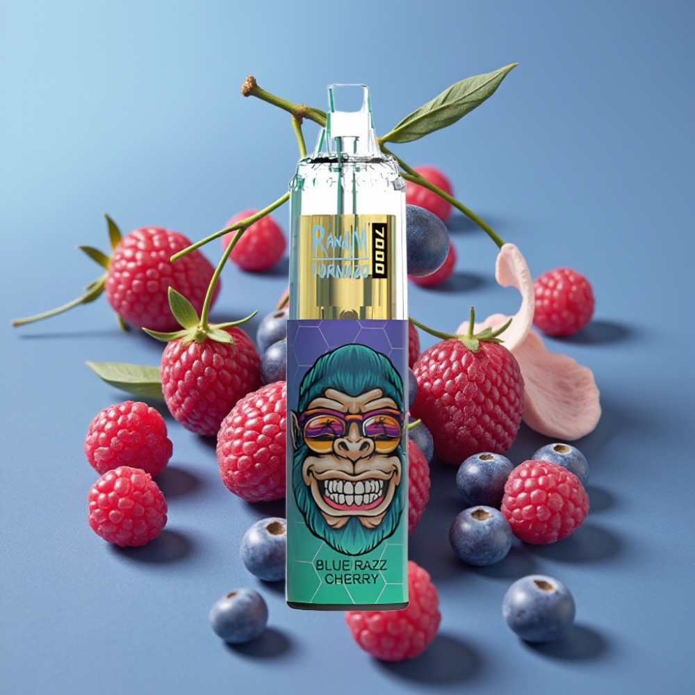 Fumot Tornado 7000 Puffs 14 ML Bluåbær Kirsebær Type-C Luftjusterbar