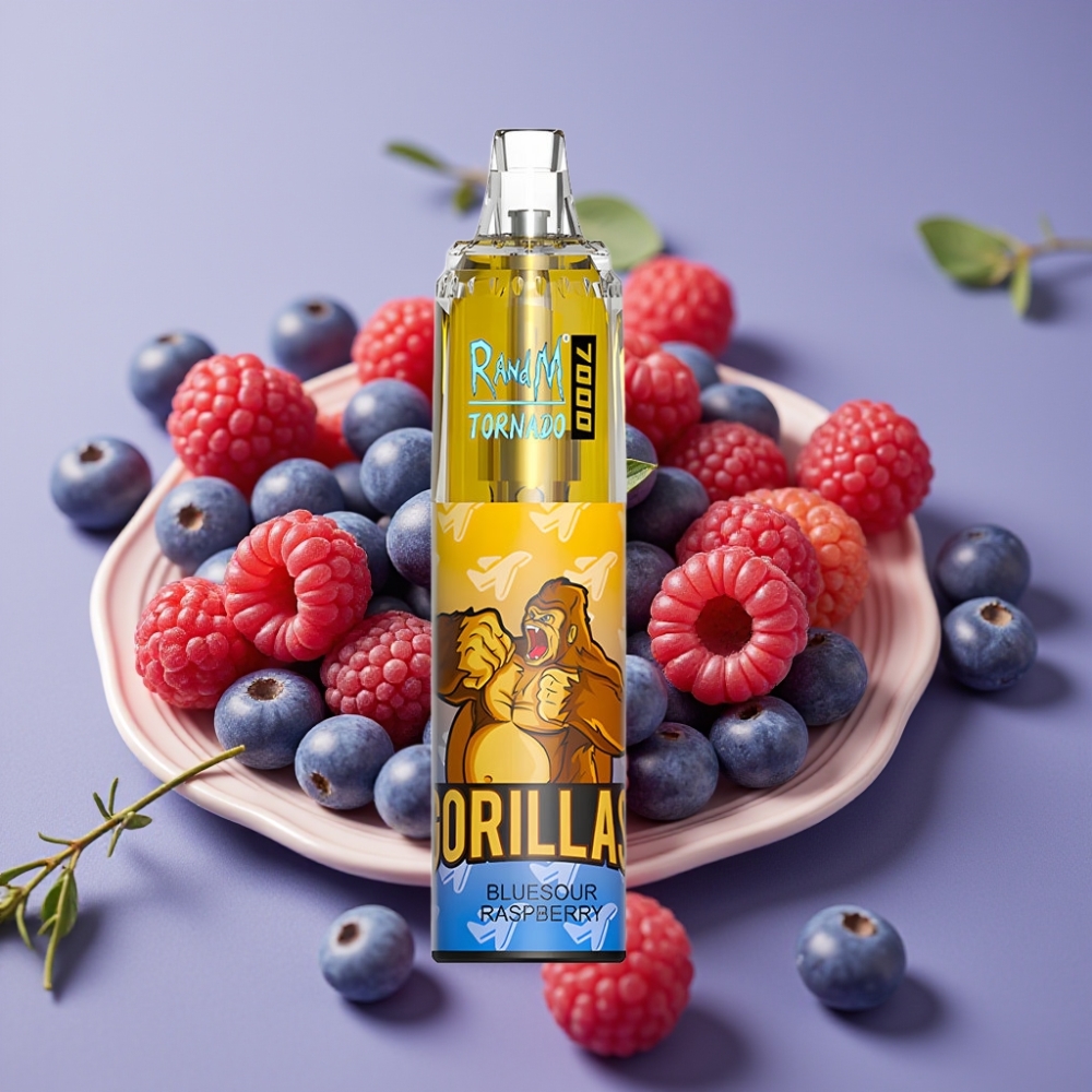 Fumot Tornado 7000 Puffs 14 ML E-liquid Bluesour Hindbær Luftjusterbar