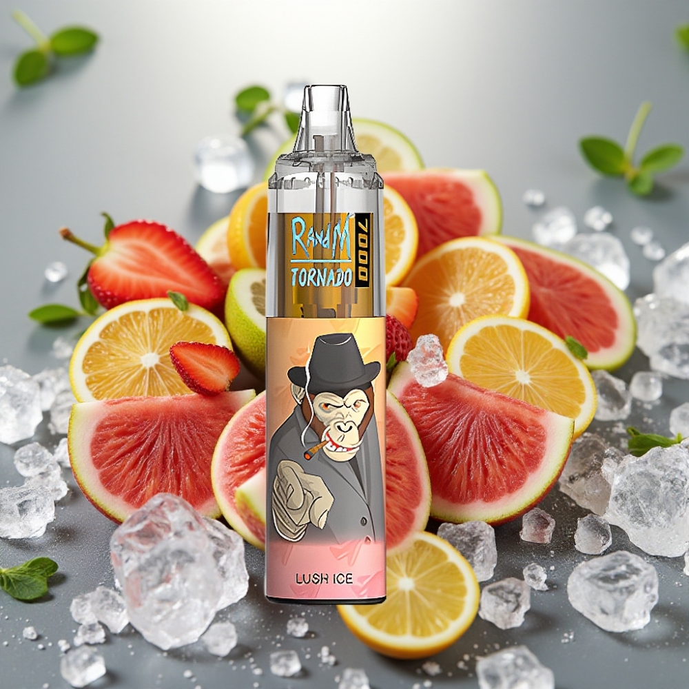 Fumot Tornado 7000 Puffs 14 ML E-liquid Mesh Coil Lush Is Type-C Luftjusterbar