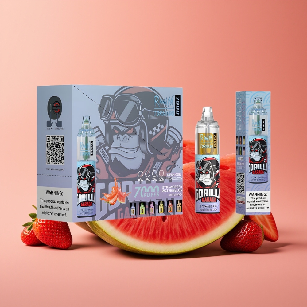 Fumot Tornado 7000 Puffs 14 ML Type-C Jordbær Vandmelon Disposable Vape