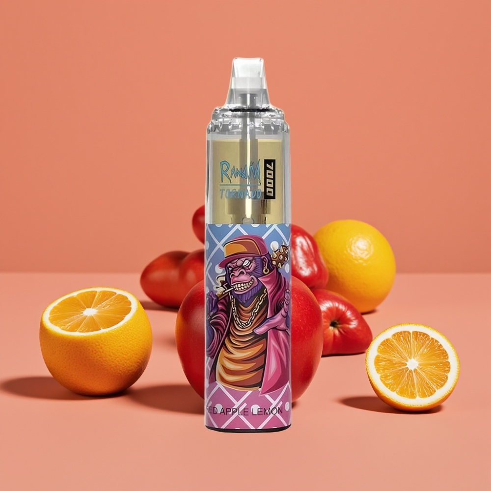 Fumot Tornado 7000 Puffs 14 ML Type-C Rød Æble Citron Disposable Vape