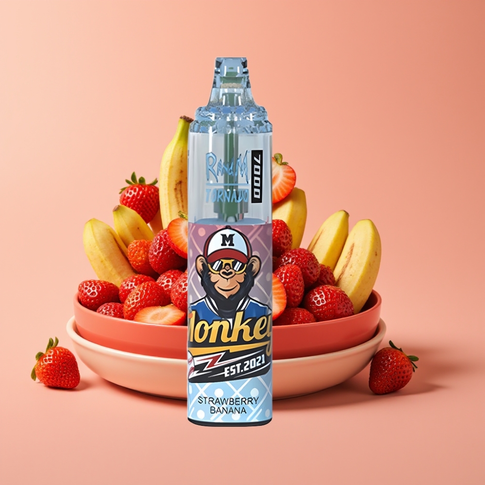 Fumot Tornado 7000 Puffs Disposable Vape Jordbær Banan 14ML Mesh Coil Type-C