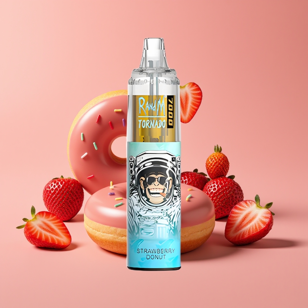 Fumot Tornado 7000 Puffs Disposable Vape Jordbær Donut 14 ML Mesh Coil Type-C
