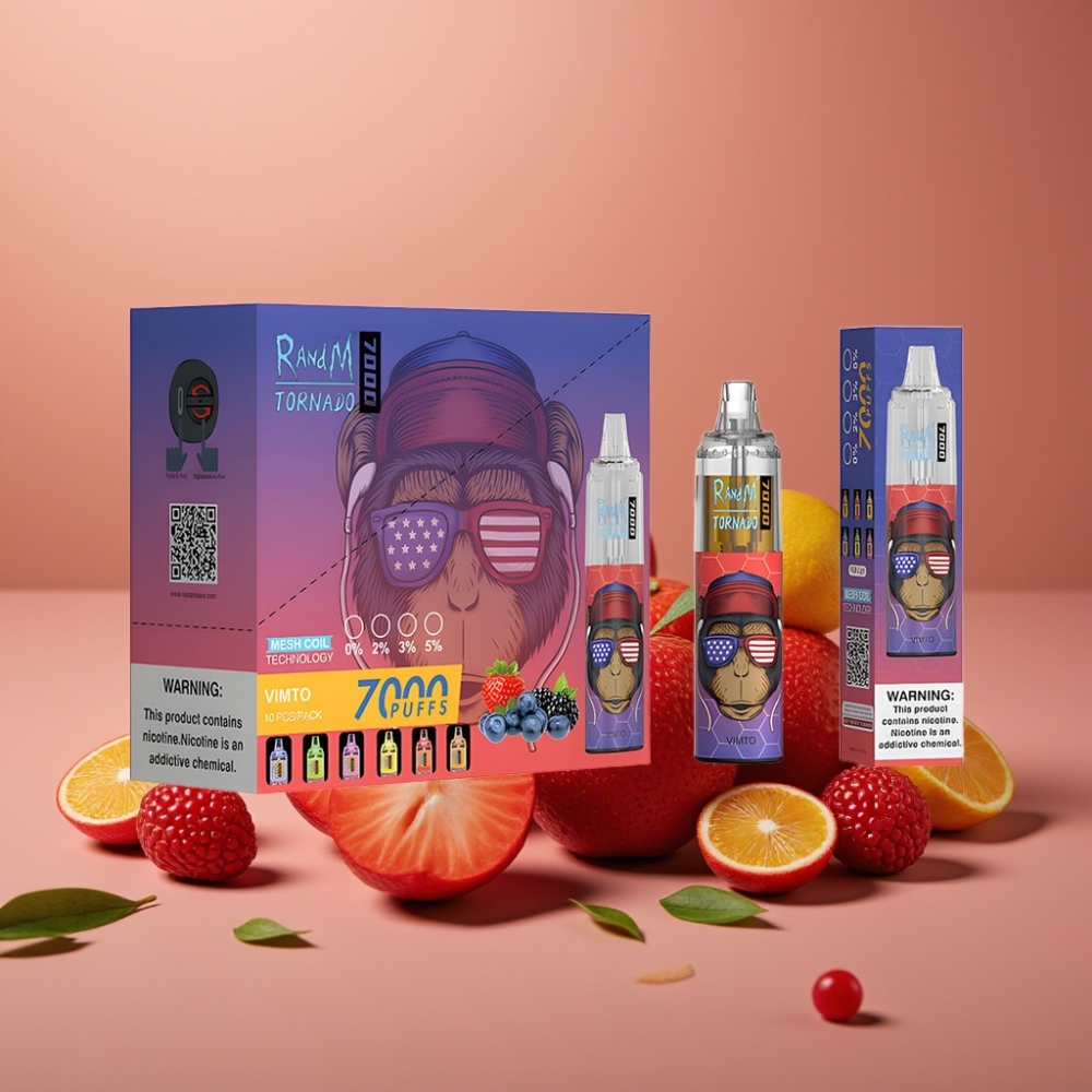 Fumot Tornado 7000 Puffs Disposable Vape Vimto & RandM 14ML Mesh Coil Type-C