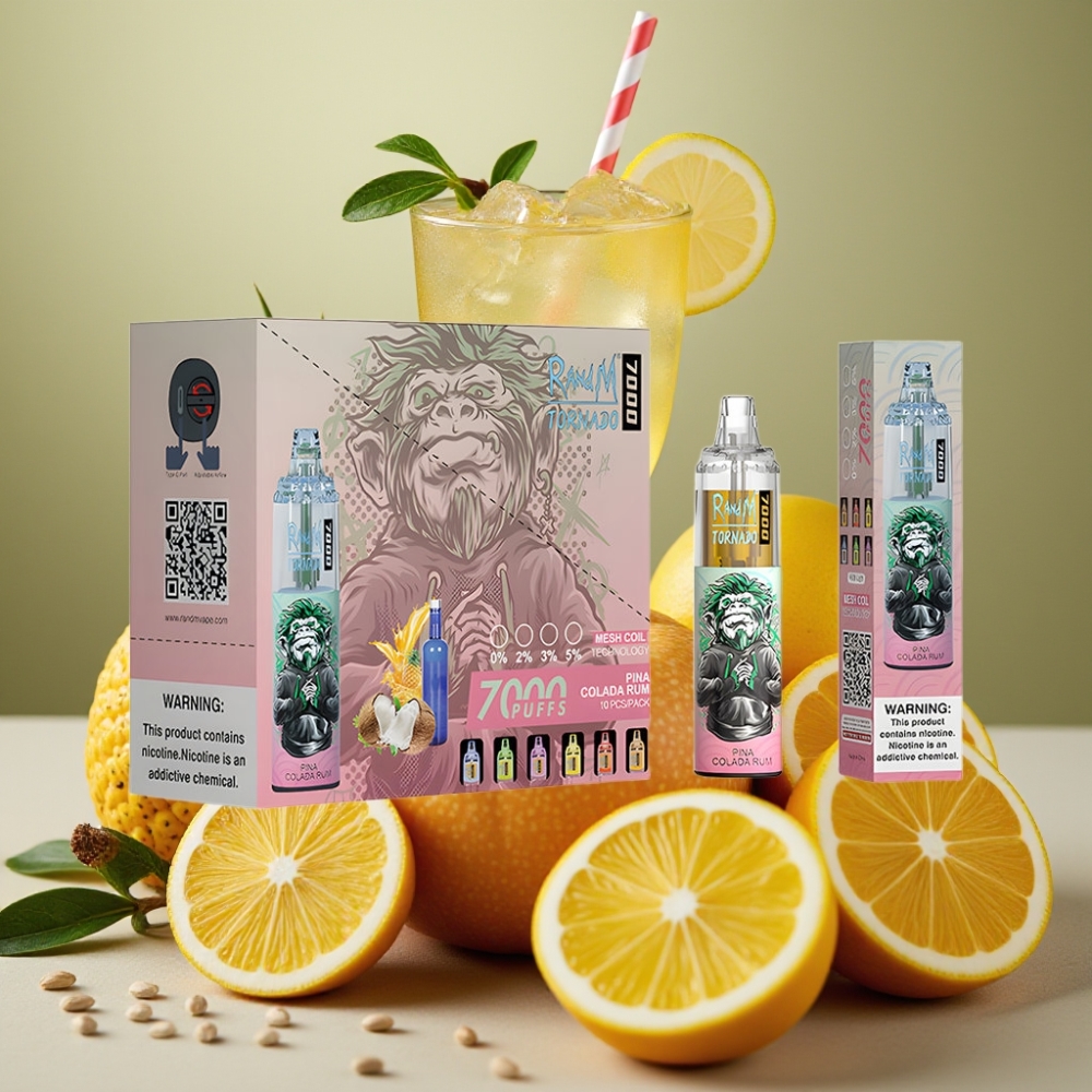 Fumot Tornado 7000 Pust 14 ML E-væske 850 MAH Batteri Mesh Coil Pina Colada Rom