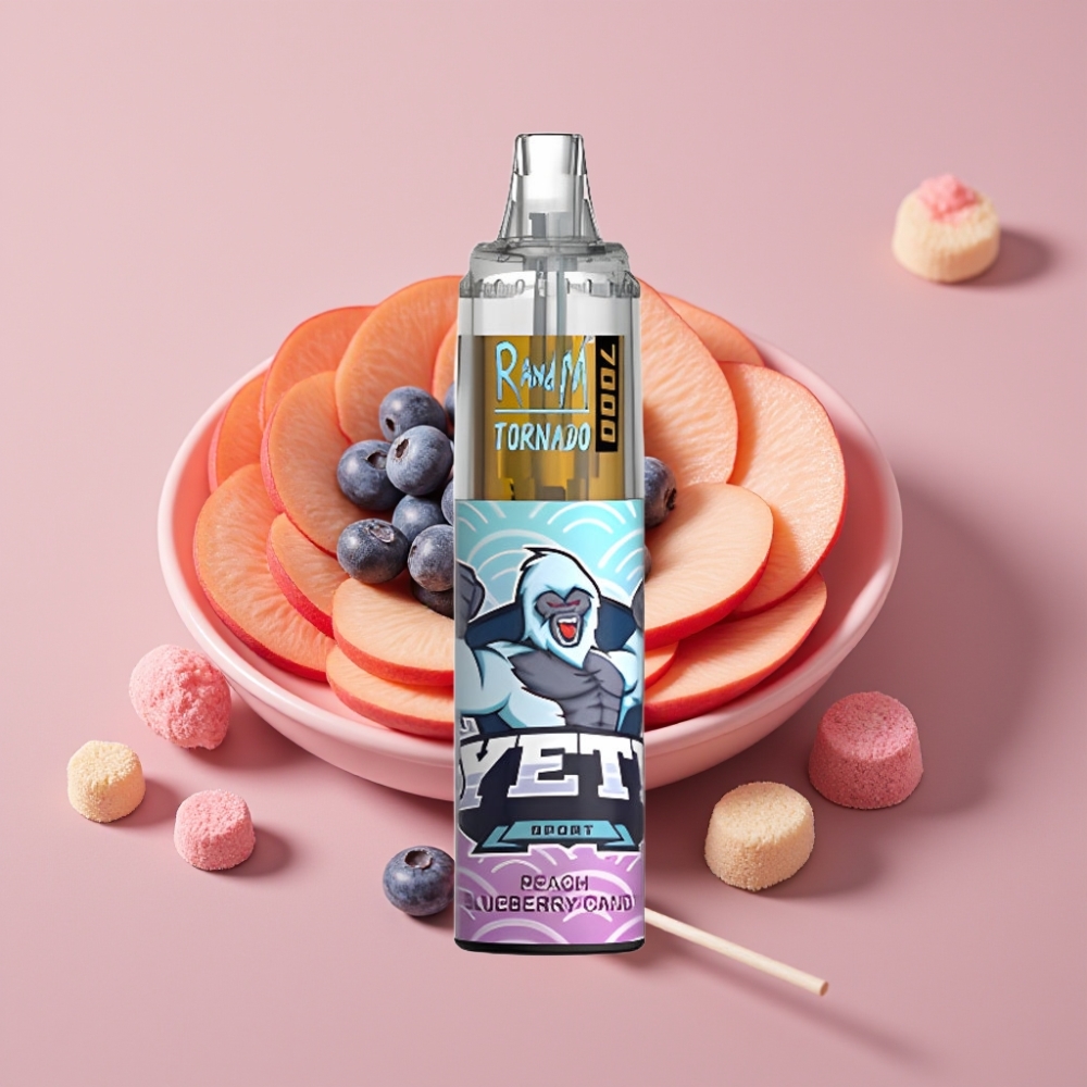 RandM Fumot Tornado 7000 Puffs 14ML Mesh Peach Blåbær Slik Luftjusterbar