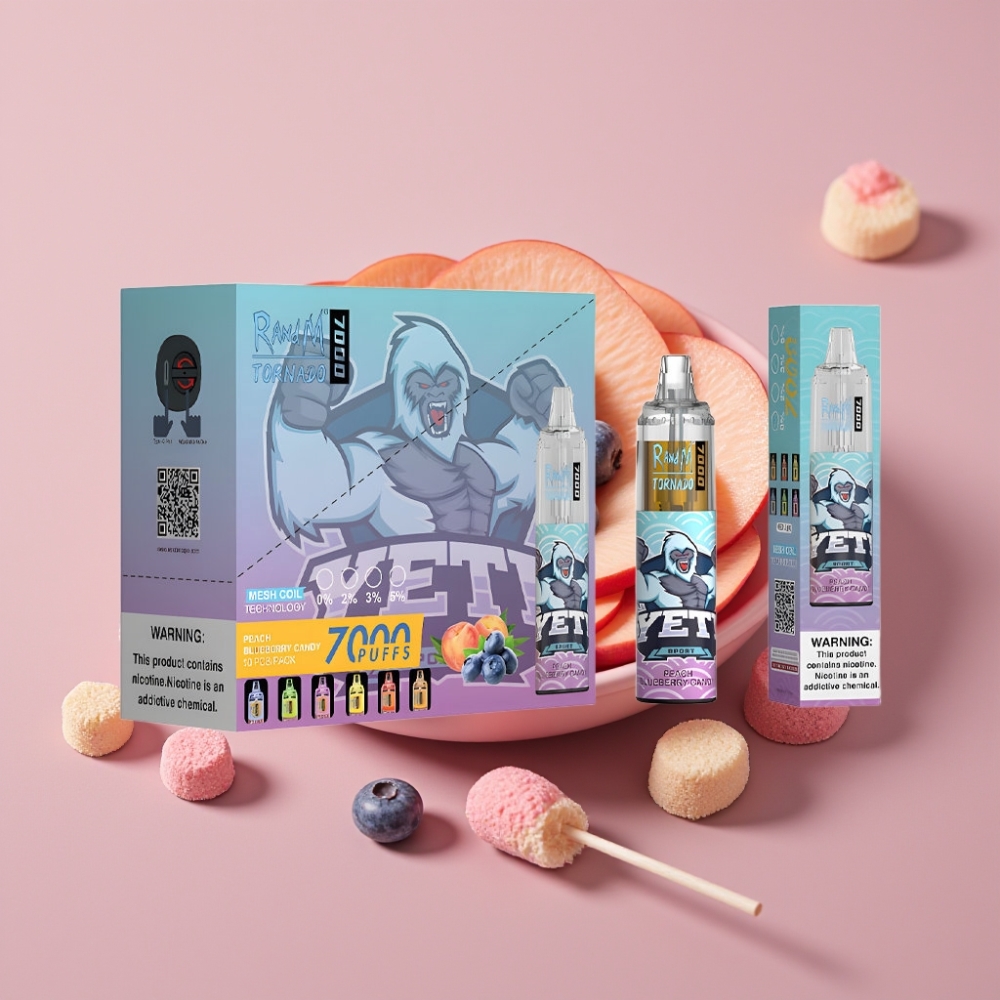 RandM Fumot Tornado 7000 Puffs 14ML Mesh Peach Blåbær Slik Luftjusterbar