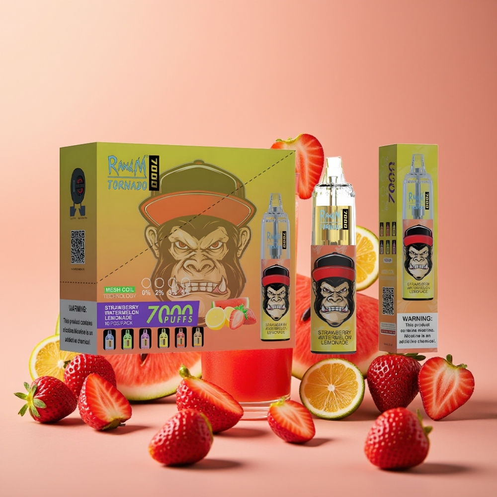 RandM Fumot Tornado 7000 Pust Jordbær Vandmelon Lemonade Mesh Coil Type-C