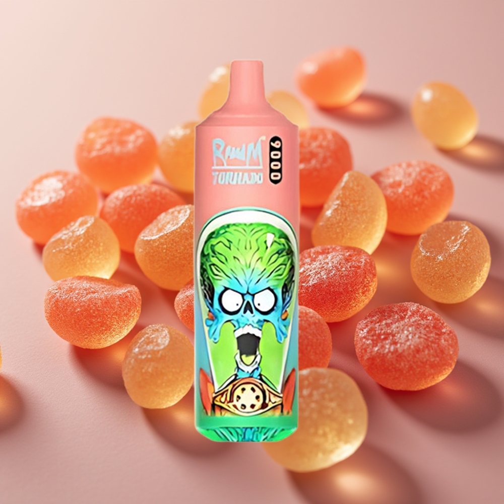 RandM Fumot Tornado 9000 Puffs 850mAh 18mL Mesh Gummibjørn RGB Skærm