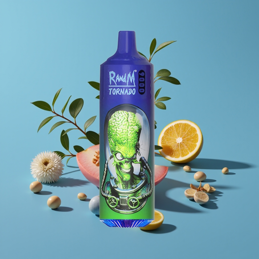 RandM Fumot Tornado 9000 Puffs Genanvendelig Vape Herr Blå 18 mL Mesh Coil RGB