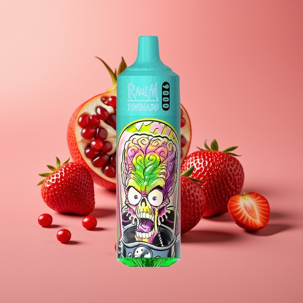 RandM Tornado 9000 Puffs Genanvendelig 850 mAh Jordbær Granatæble Mesh Coil