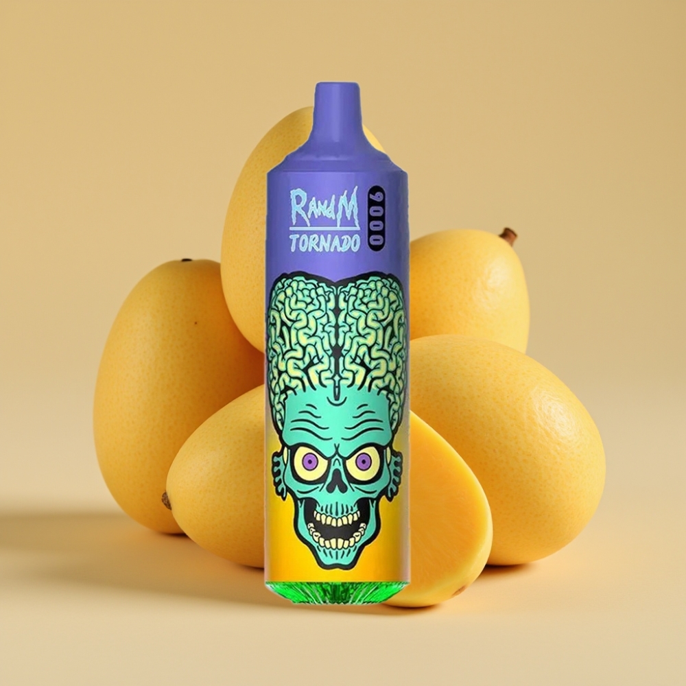RandM Tornado 9000 Puffs Genanvendelig 850 mAh Jordbær Mango Mesh Coil RGB Display