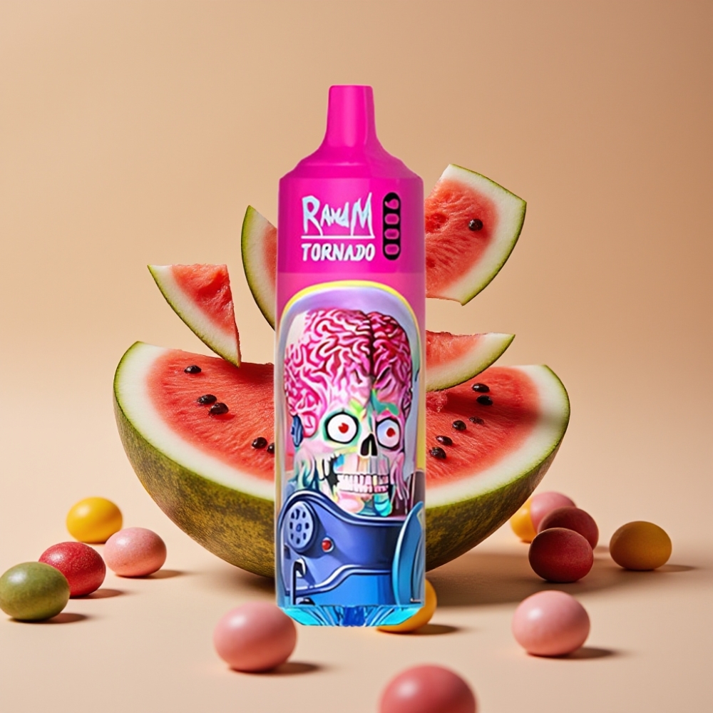 RandM Tornado 9000 Puffs Genanvendelig 850 mAh Vandmelon Skittles Mesh Coil