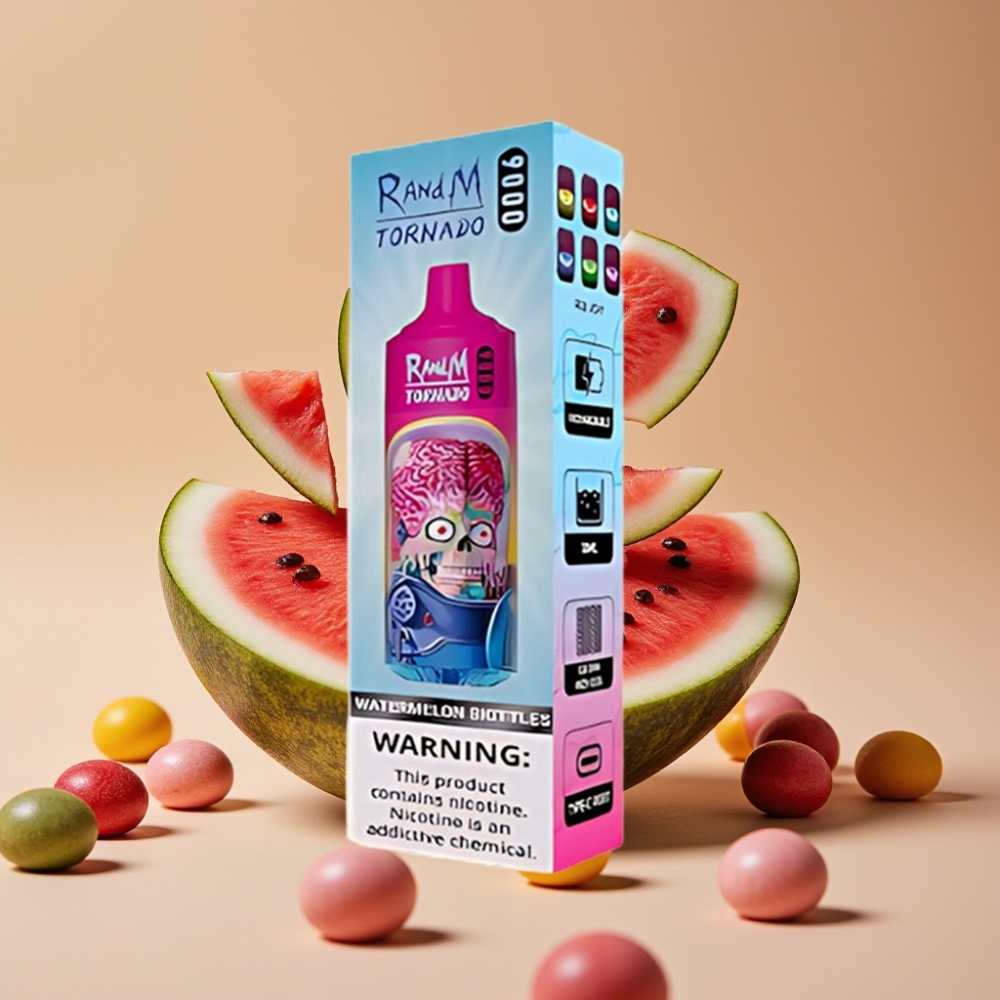 RandM Tornado 9000 Puffs Genanvendelig 850 mAh Vandmelon Skittles Mesh Coil