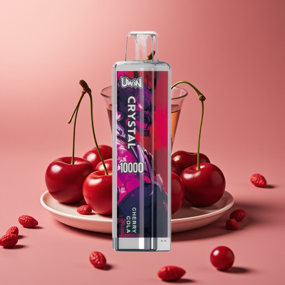 UWIN Crystal 10000 Puffs 18ml Cherry Cola (Kirsebær Cola) Type-C Hurtigopladning 0,8 Ohm Mesh Coil