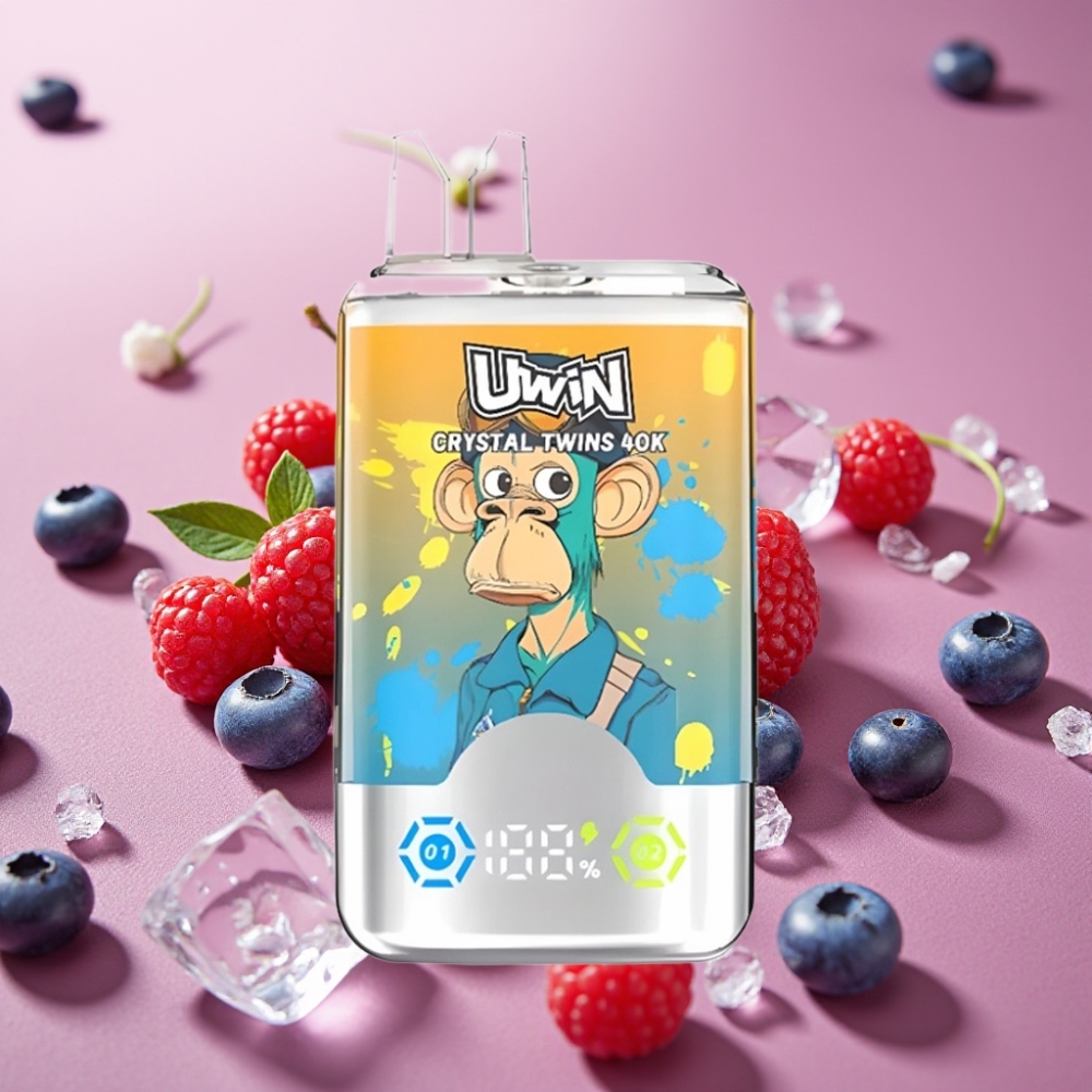 UWIN Crystal Twins 40000 Puffs 32ml Blåbær Hindbær Kirsebær Is 850mAh Type-C