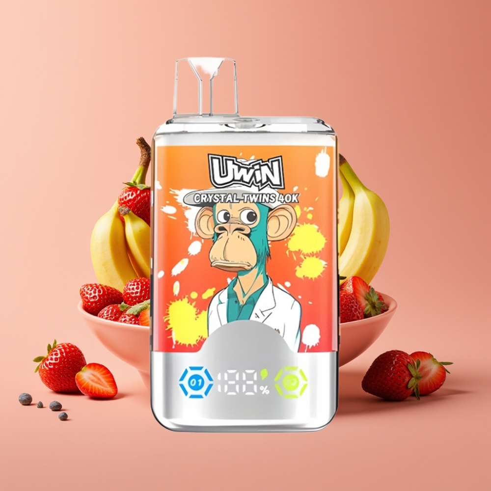 UWIN Crystal Twins 40000 Puffs 32ml Jordbær Banan Kærlighed Type-C Opladning