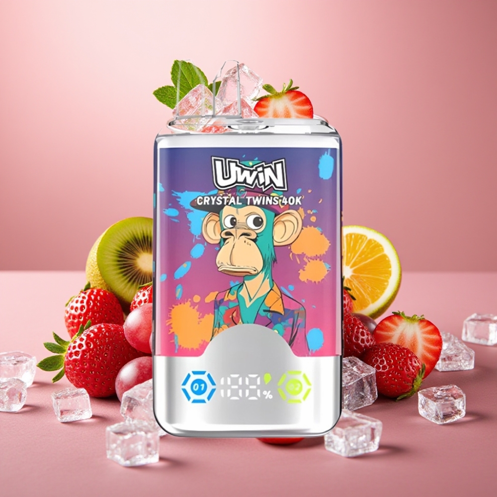 UWIN Crystal Twins 40000 Puffs 32ml Jordbær Kiwi Is 0,6 Ohm Type-C