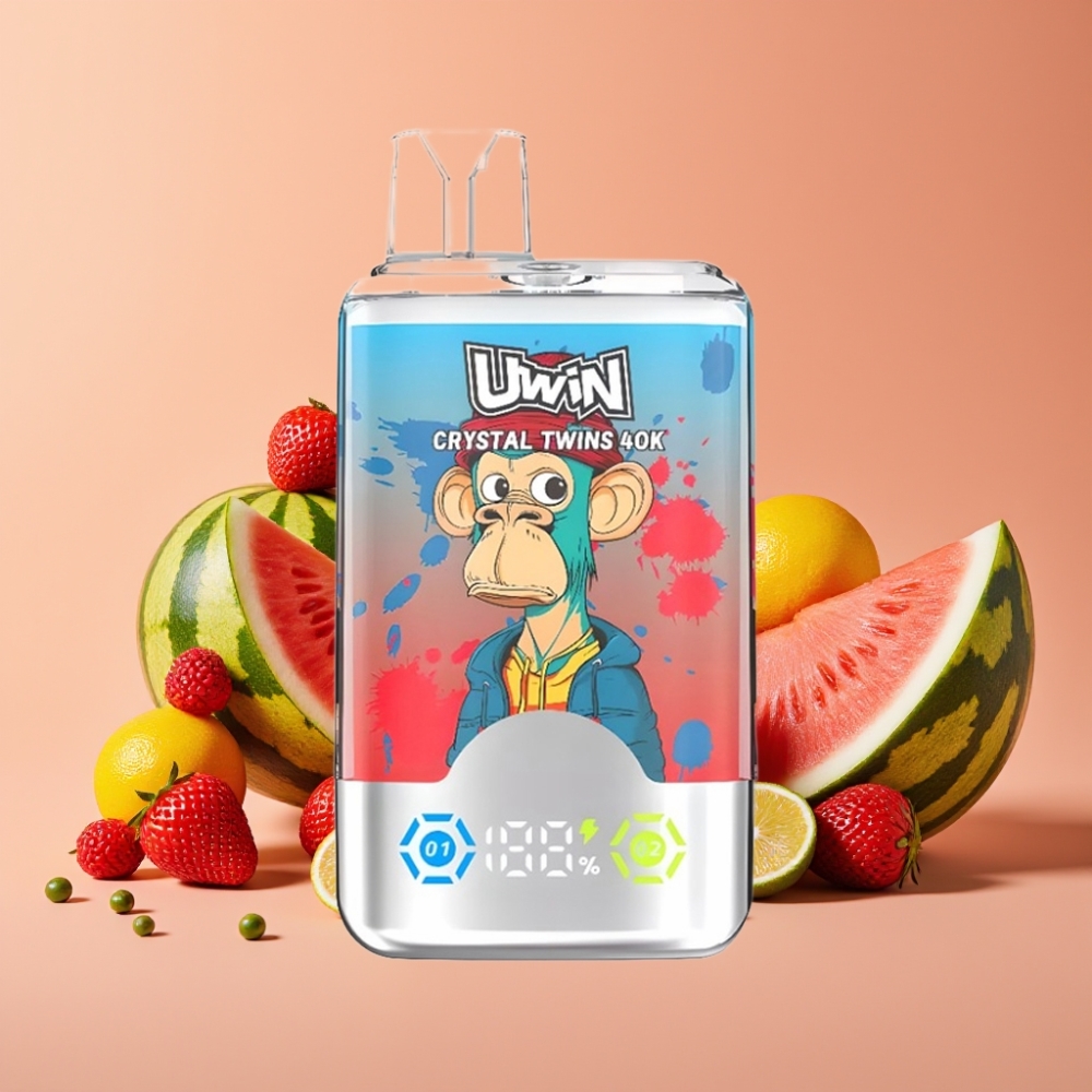 UWIN Crystal Twins 40000 Puffs 32ml Jordbær Vandmelon Citron Lime 0.6 Ohm Mesh