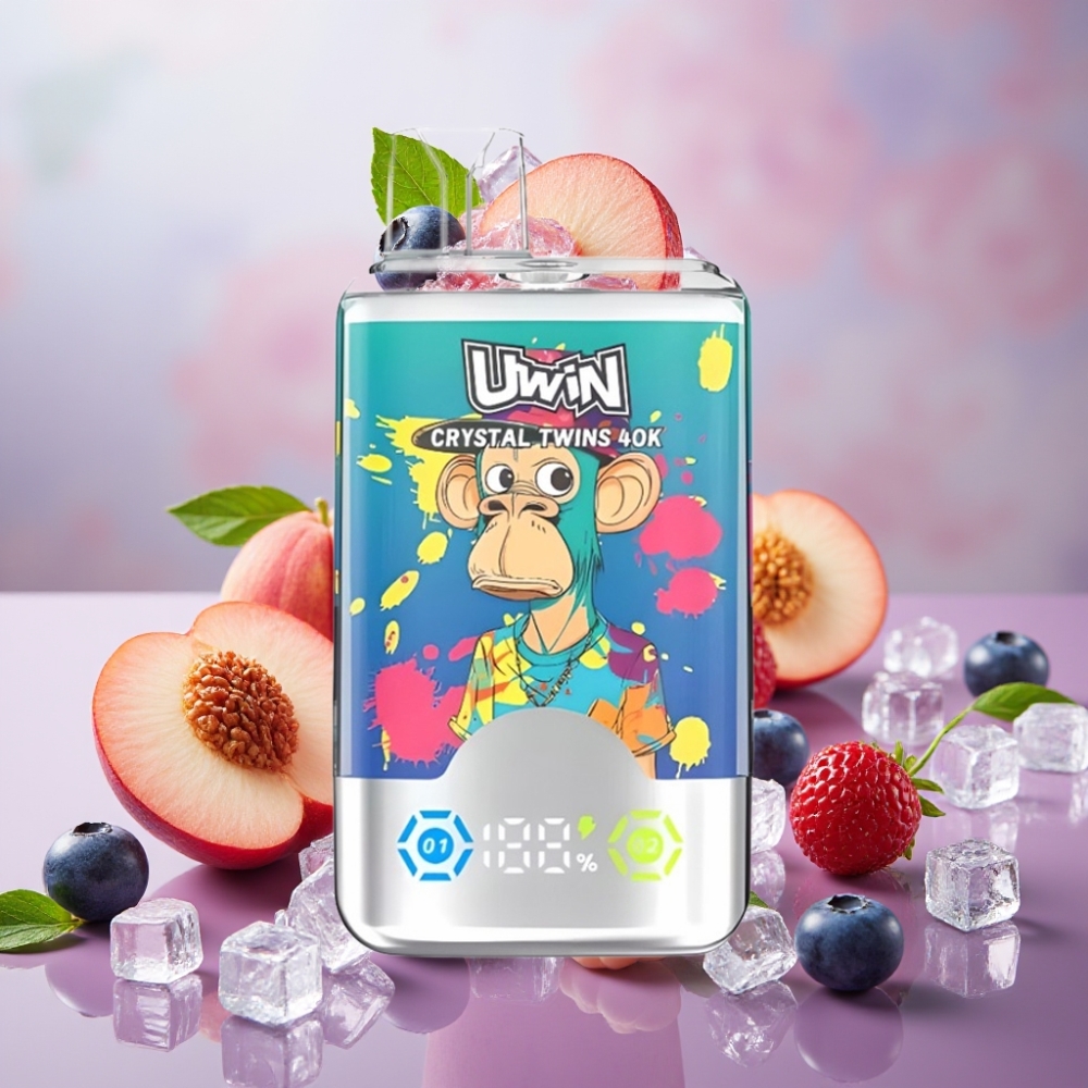 UWIN Crystal Twins 40000 Puffs Blåbær På Is Sommerfersken Is 32ml 0,6 Ohm Type-C