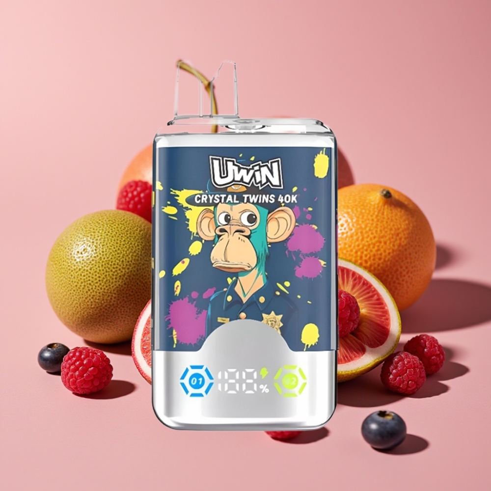 UWIN Crystal Twins 40000 Puffs - Kiwi Passionsfrugt Guava Blåbær Hindbær - 32ml 850mAh Type-C