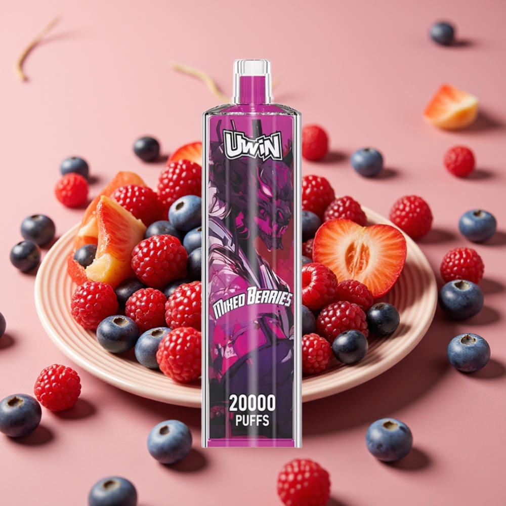 Uwin Shisha Hookah Crystal 20000 Puffs 0% Nikotin 22ml Blandede Bær Mesh Coil Type-C