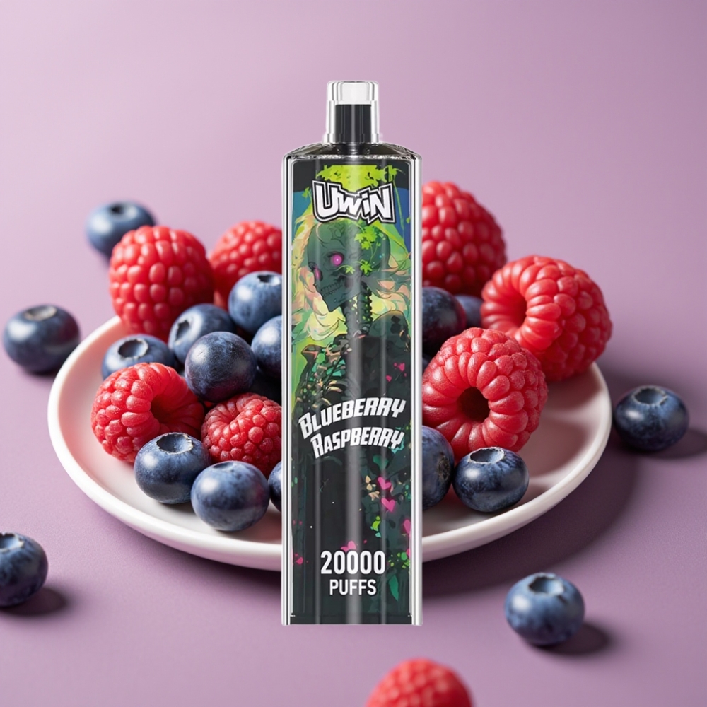 Uwin Shisha Hookah Crystal 20000 Puffs Blåbær Hindbær 0-5% Nikotin 22ml Type-C Mesh Coil