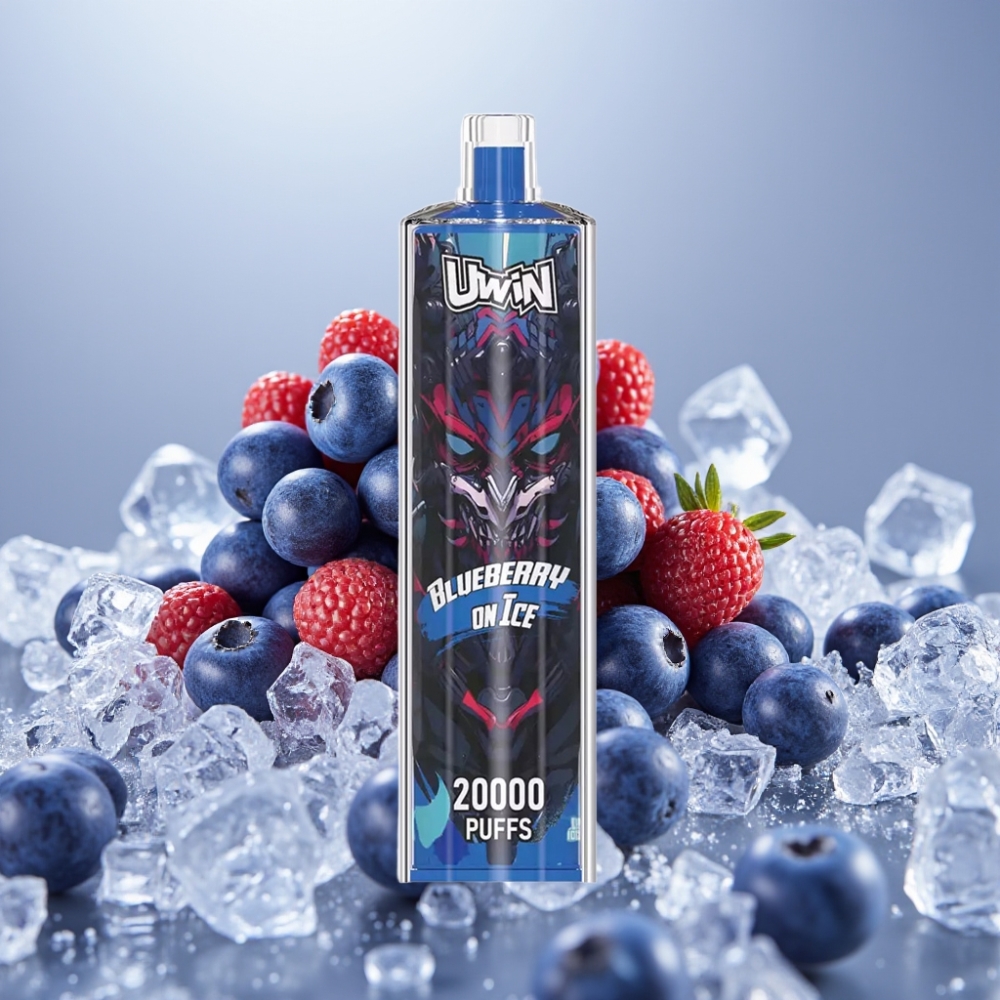 Uwin Shisha Hookah Crystal 20000 Puffs Blåbær På Is 0-5% Nikotin 22ml Type-C Mesh Coil