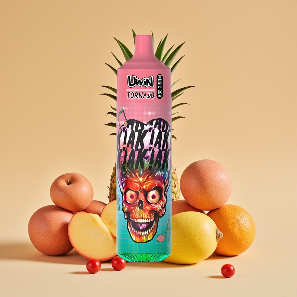 Uwin Tornado 35K Music Engangs Vape Peach Mango Ananas 600mAh Type-C